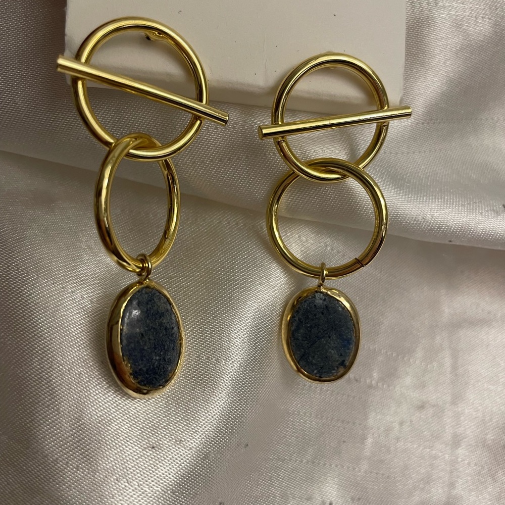 Jimmy Key Gold and Stone Drop Dangling Earrings NWT.